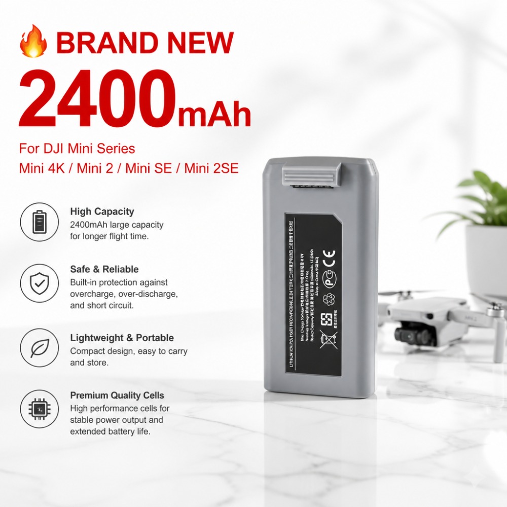 Drone Battery Smart - DJI 미니 4K/미니 2/SE/2SE용 2400mAh 배터리,